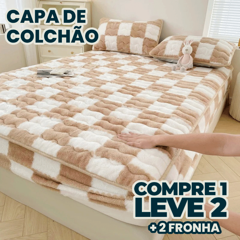 Capa de Colchão Peluciada Impermeável | Compre 1, Leve 2 + 2 Fronhas de Brinde