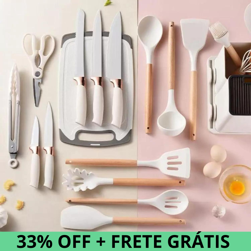 Kit de Cozinha 19 Peças de Silicone Premium - ULTIMAS UNIDADES