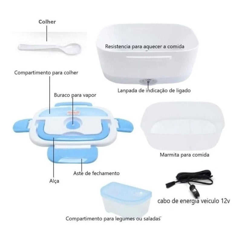 Marmita Elétrica Térmica Para Esquentar Comida Com Divisórias