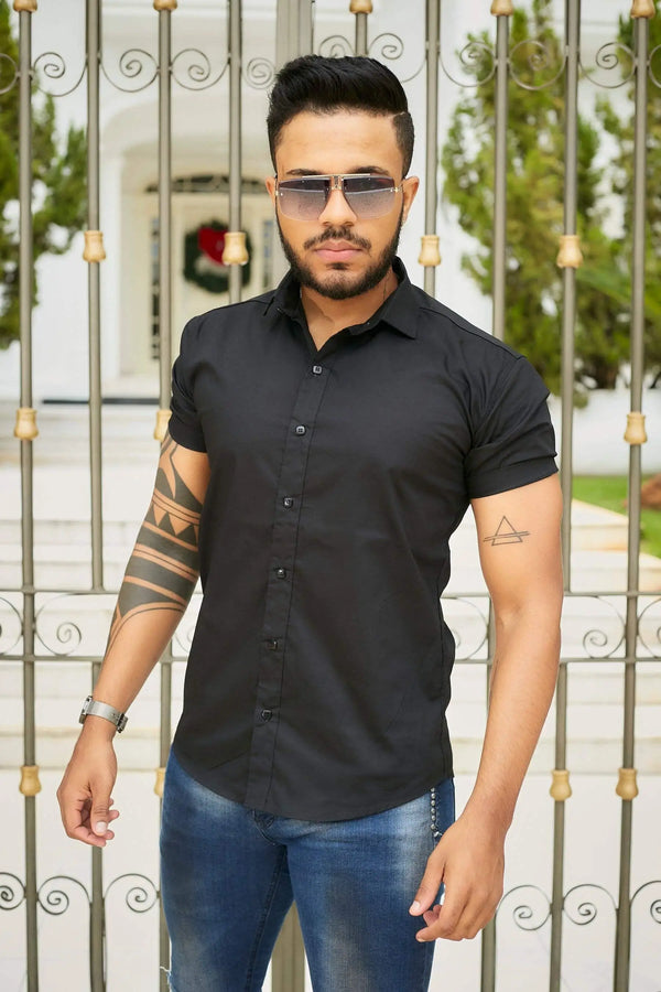 Camisa slim fit Black